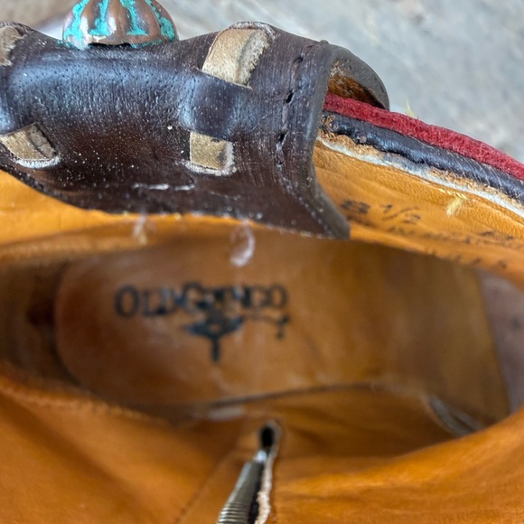 Old Gringo Burgundy and Brown Ankle Boots with Turquoise Accents - Picture 7 of 9